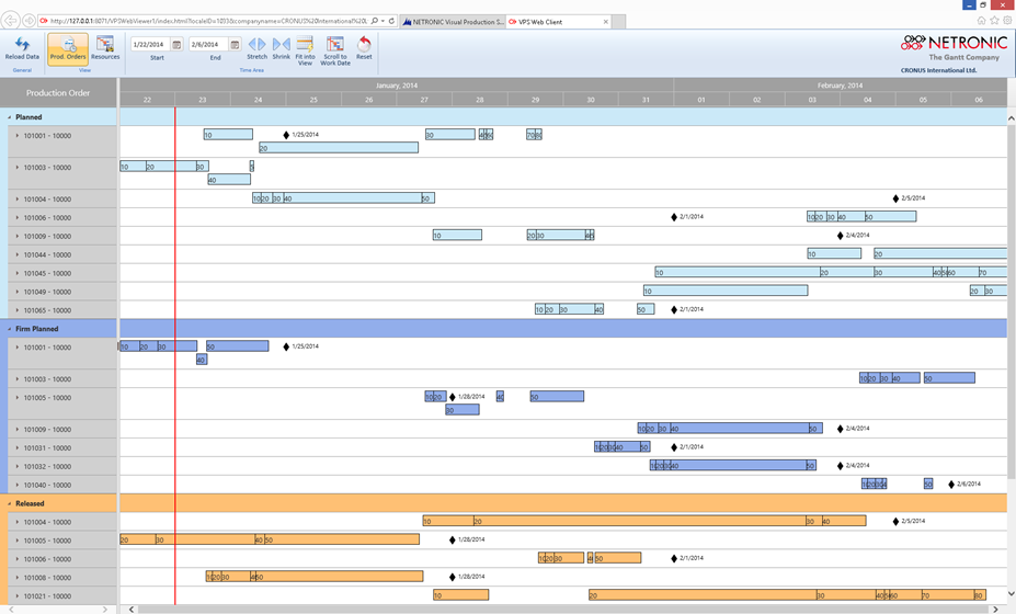 Dynamics NAV Visual Production Scheduler Web Viewer
