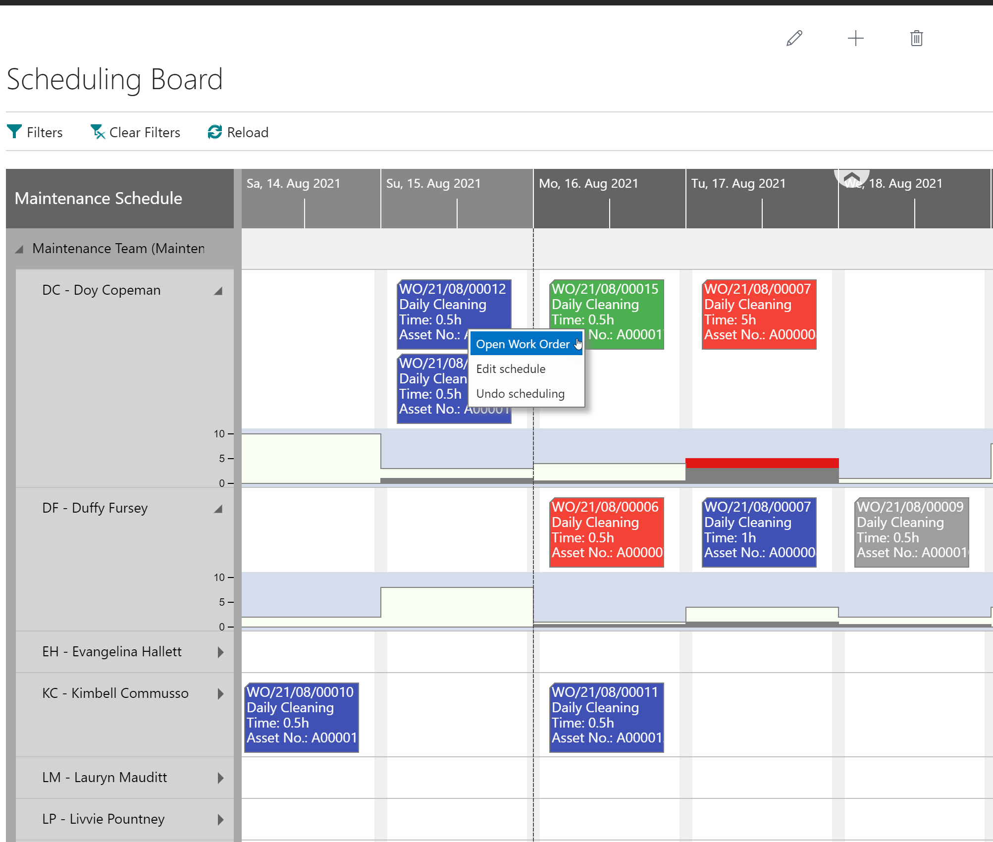 open business central card directly from dynaway scheduling board