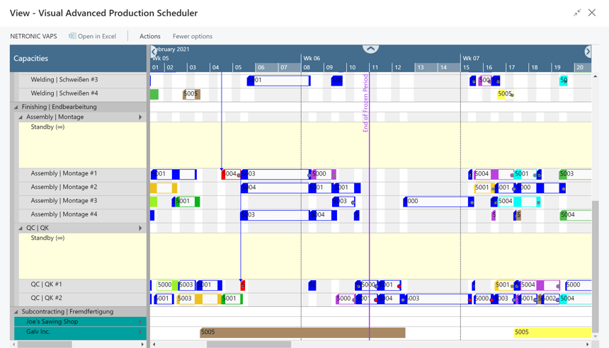 Visual Advanced Production Scheduler for Microsoft Dynamics 365 Business Central - Downstream Impact of Finite Capacity Scheduling