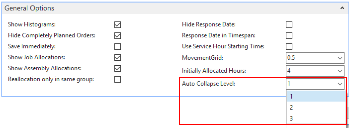 specify collapsing level for start