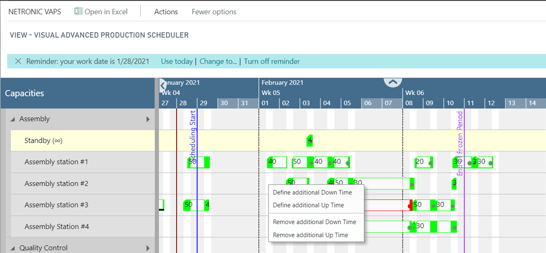 Production resource scheduling with the Visual Advanced Production Scheduler