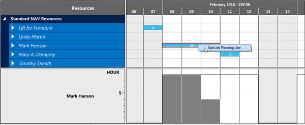 Visual Jobs Scheduler Feature Split Job Planning Lines