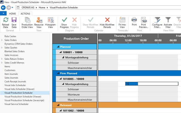 Visual Production Scheduler for Dynamics NAV Windows Clients