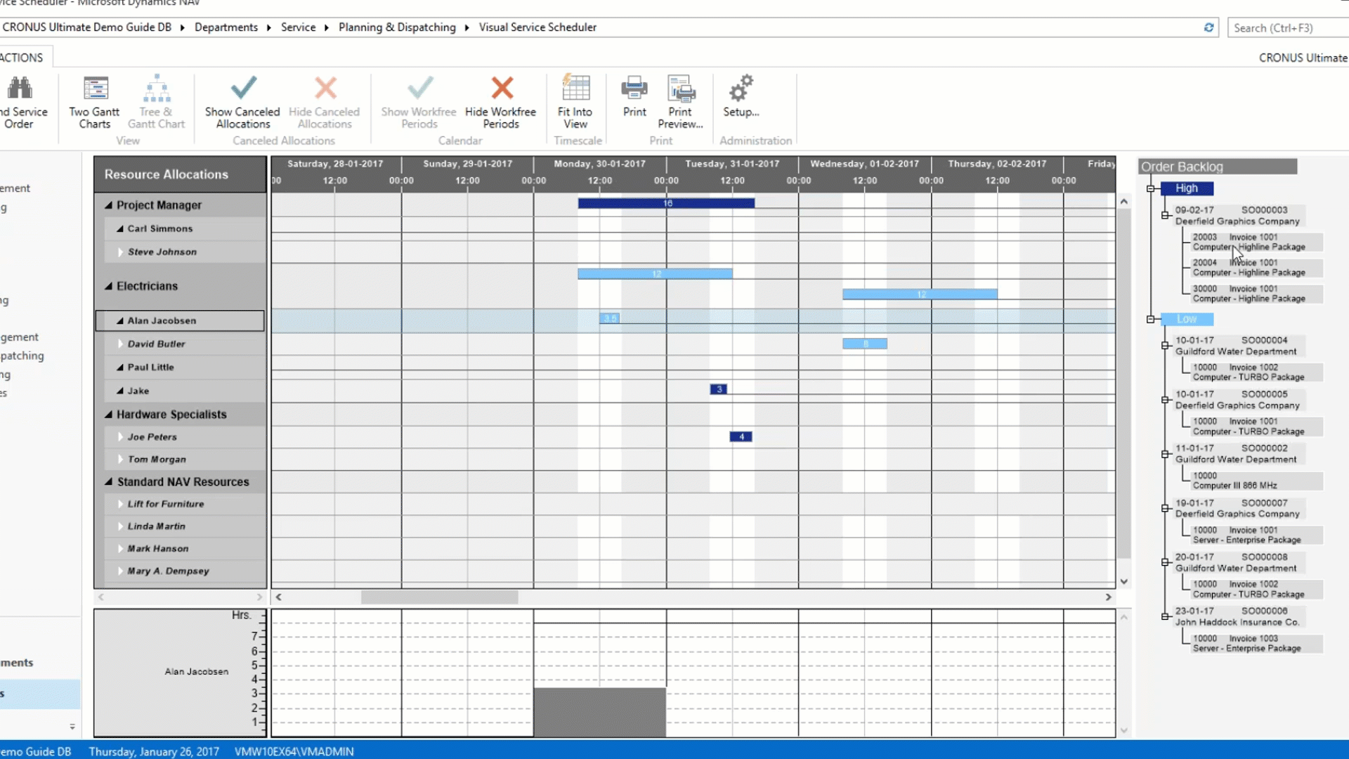 Visual Service Scheduler for NAV: Allocation job tasks per drag and drop