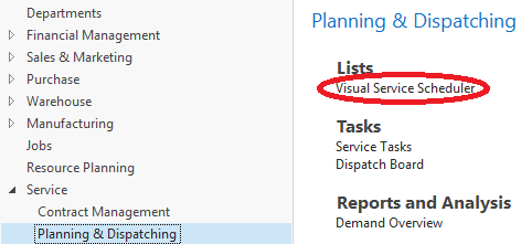 Visual Service Scheduler is seamlessly integrated in NAV Service Module
