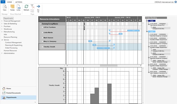 Drag & Drop to allocate Service Item Lines to resources in Visual Service Scheduler