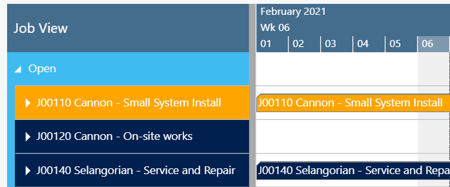 Highlighted job in orange on VJS