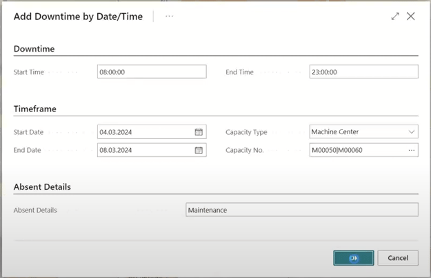 VAPS - add downtimes by date/time