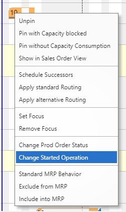 Change started operation in VAPS context menu