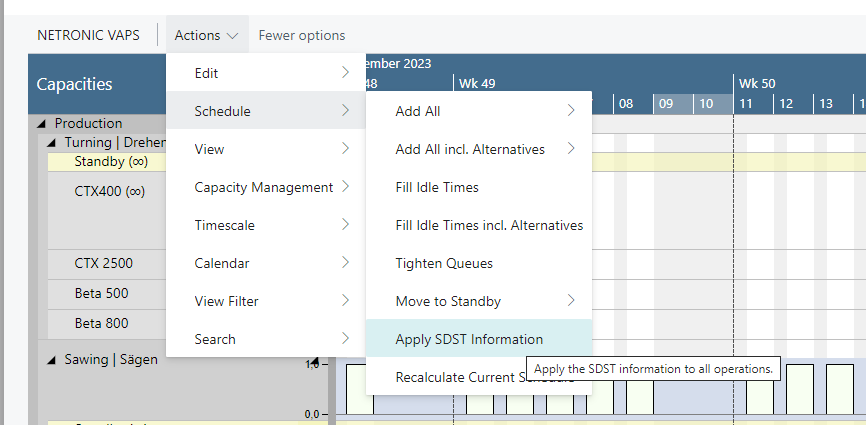 VAPS - SDST - APPLY menu