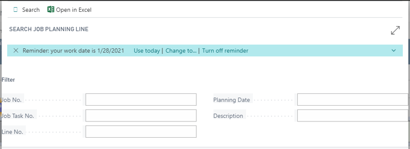 search job planning line - Visual Jobs Scheduler for Microsoft Dynamics 365 Business Central