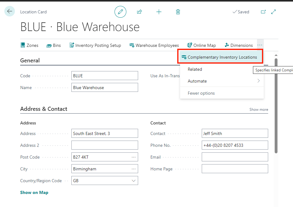 VAPS - add complementary inventory locations