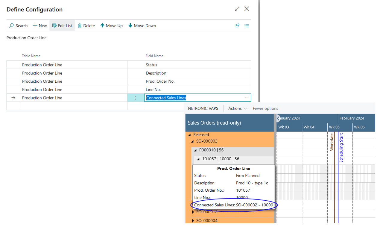 VAPS - connected sales lines tooltip