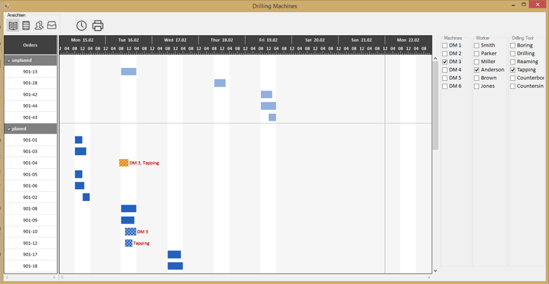 Visual Production Scheduling with Multiple Resources