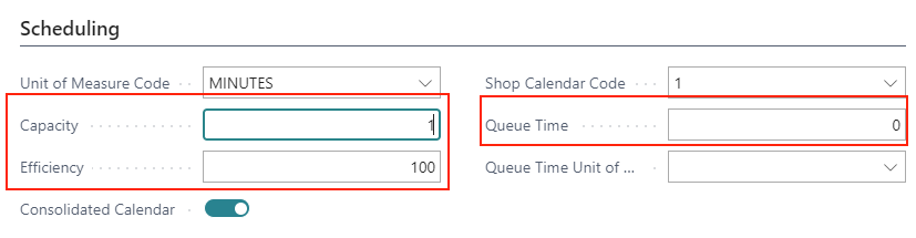 Visual Advanced Production Scheduler for Dynamics 365 Business Central - recommended setting