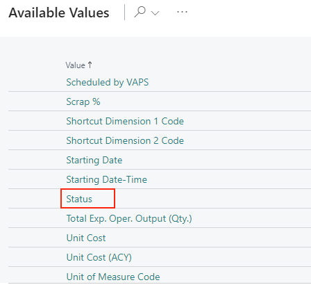 VAPS sort by status