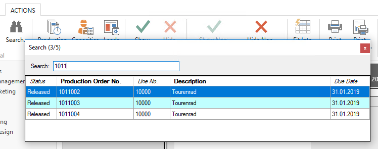 VPS new search dialog